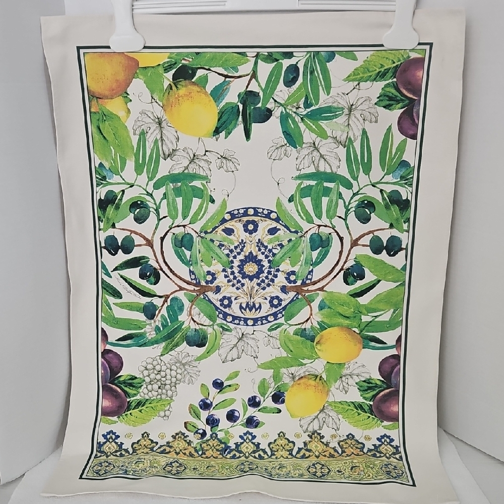 Michel Design Works Tuscan Terrace Cotton Lemon & Olive Kitchen Tea Towel
